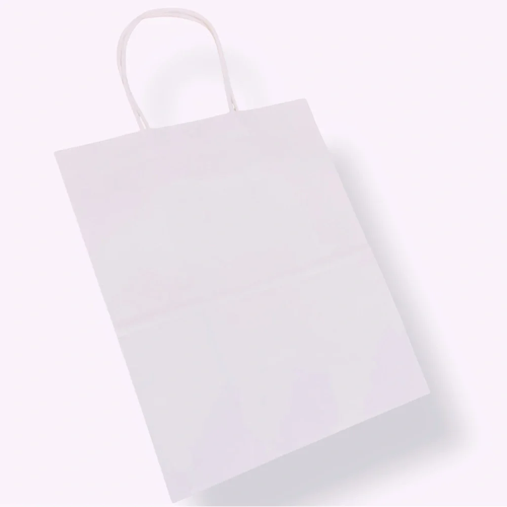 SET OF 10 Elegant White Gift Bags - 8”x5”x11”